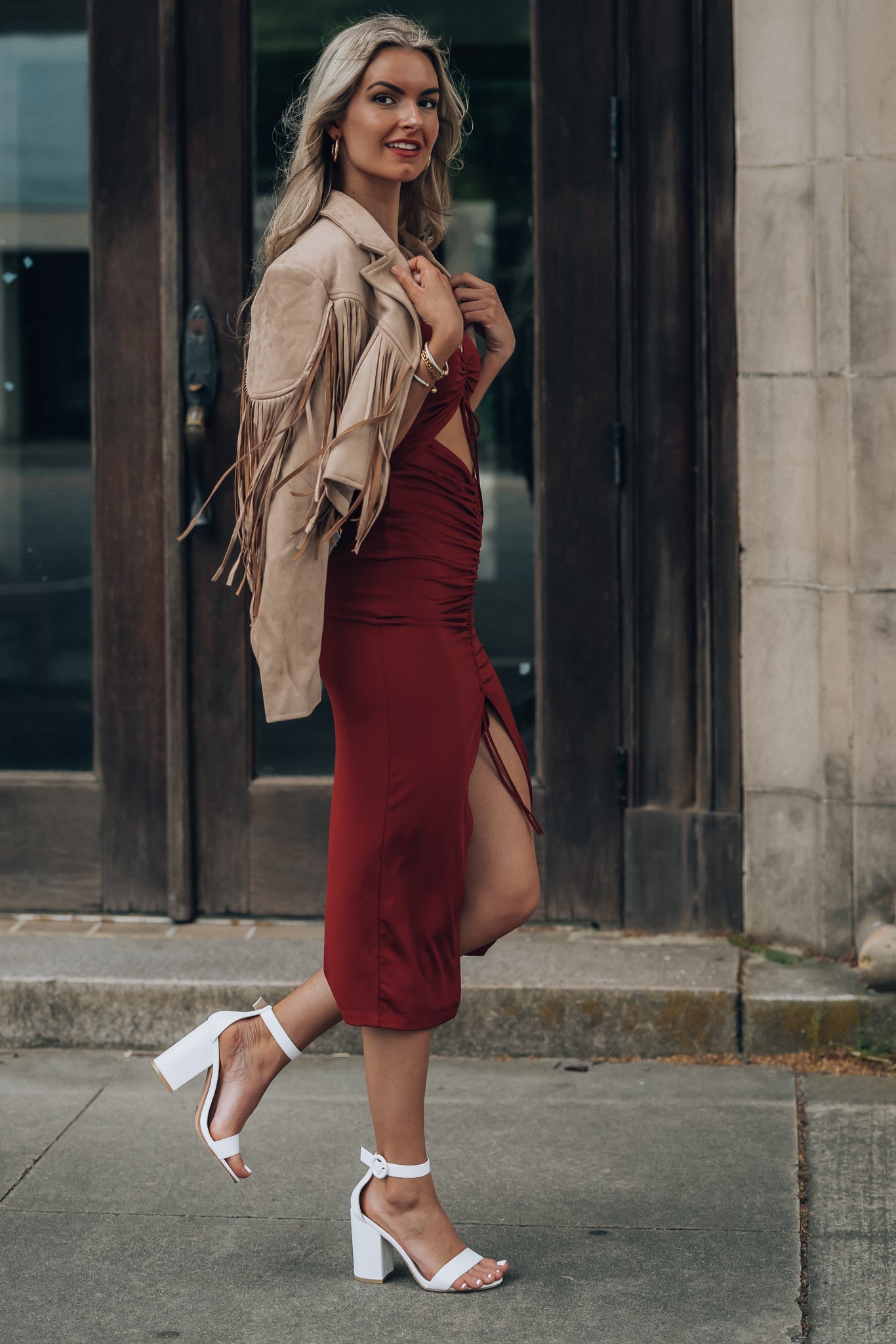 Solange Ruched Dress (Rust) FINAL SALE