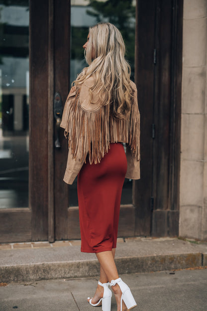 Solange Ruched Dress (Rust) FINAL SALE