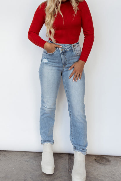 Love You More Turtleneck Bodysuit (Red)