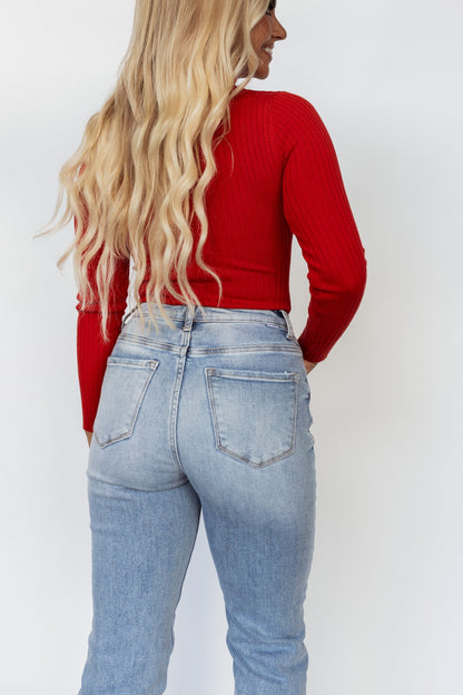 Love You More Turtleneck Bodysuit (Red)