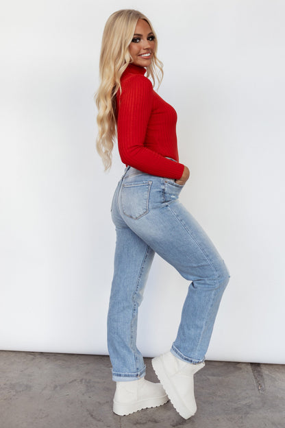 Love You More Turtleneck Bodysuit (Red)