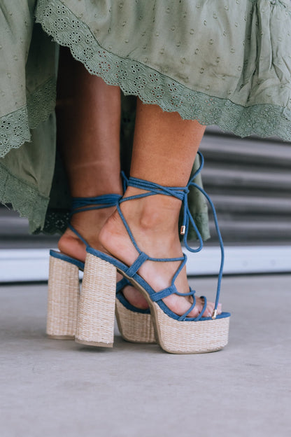 Jasmine Platform Heels (Denim)