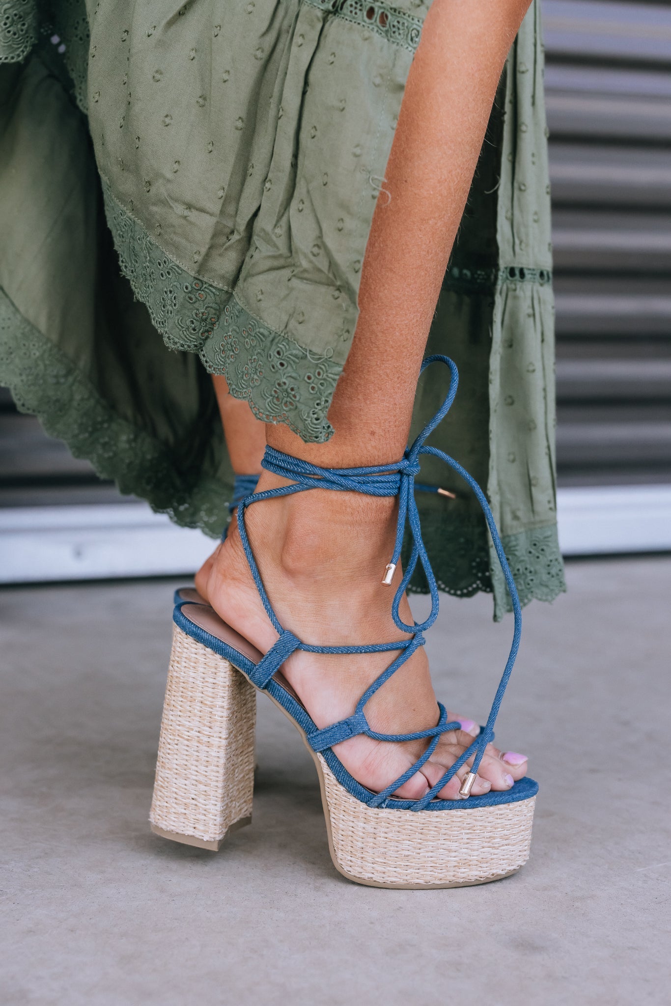 Jasmine Platform Heels (Denim)