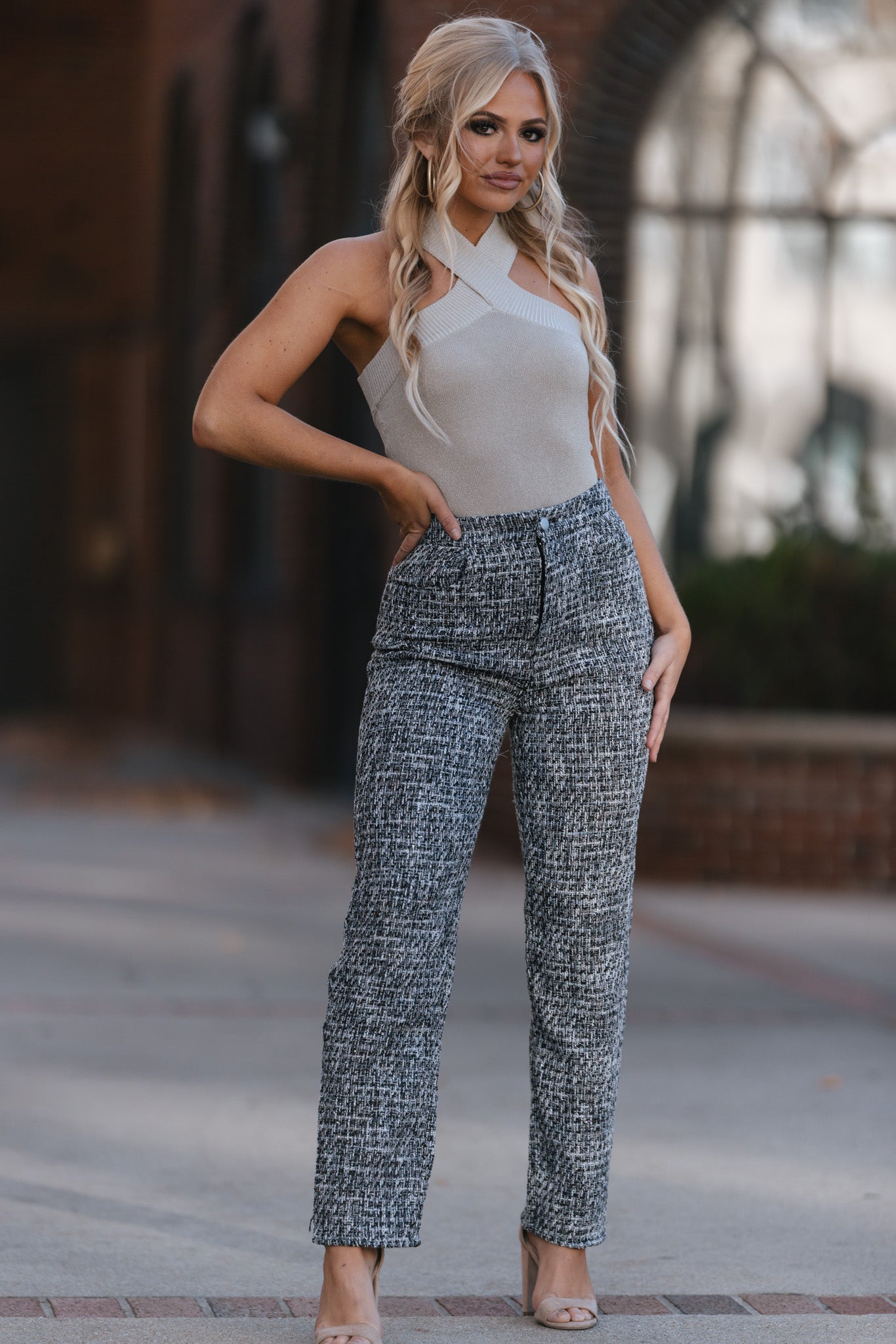 Staying Out Knit Bodysuit (Silver) FINAL SALE