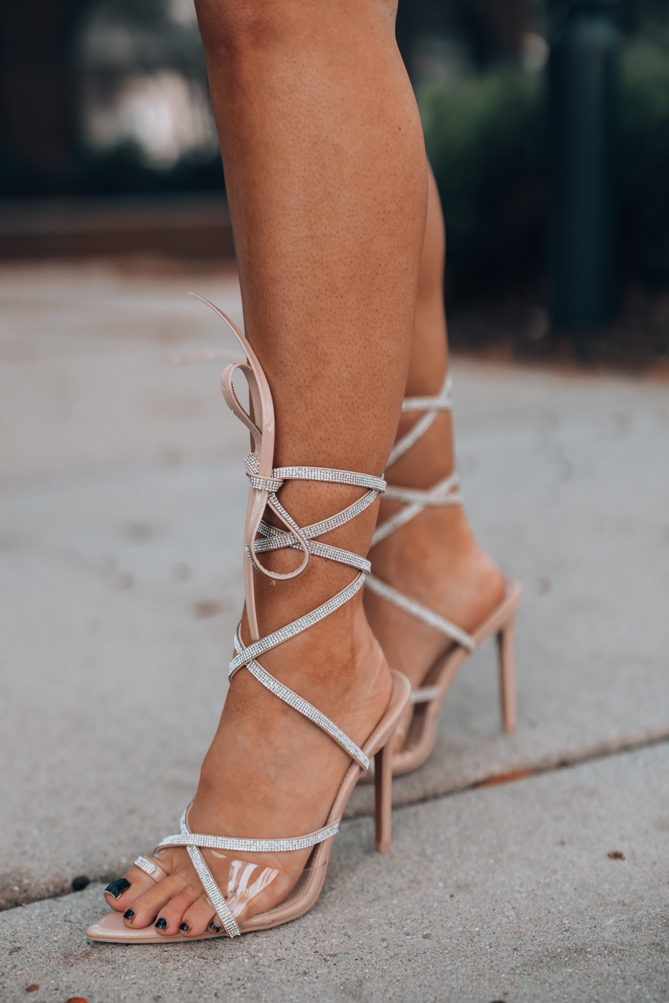 In The Nude Rhinestone Heels FINAL SALE