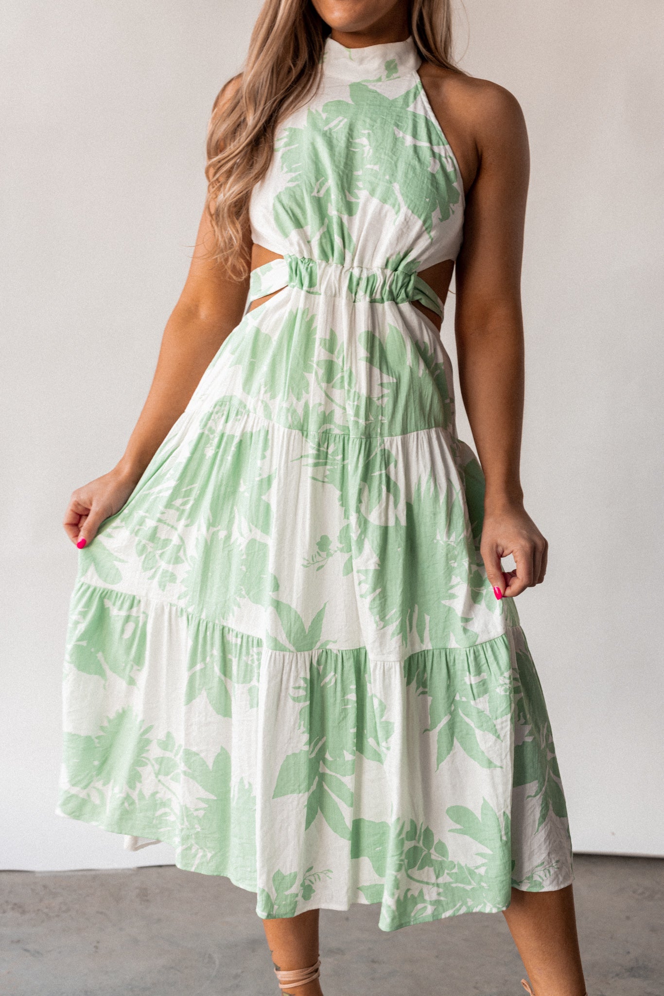 Sunsational Cutout Midi Dress (Mint) FINAL SALE