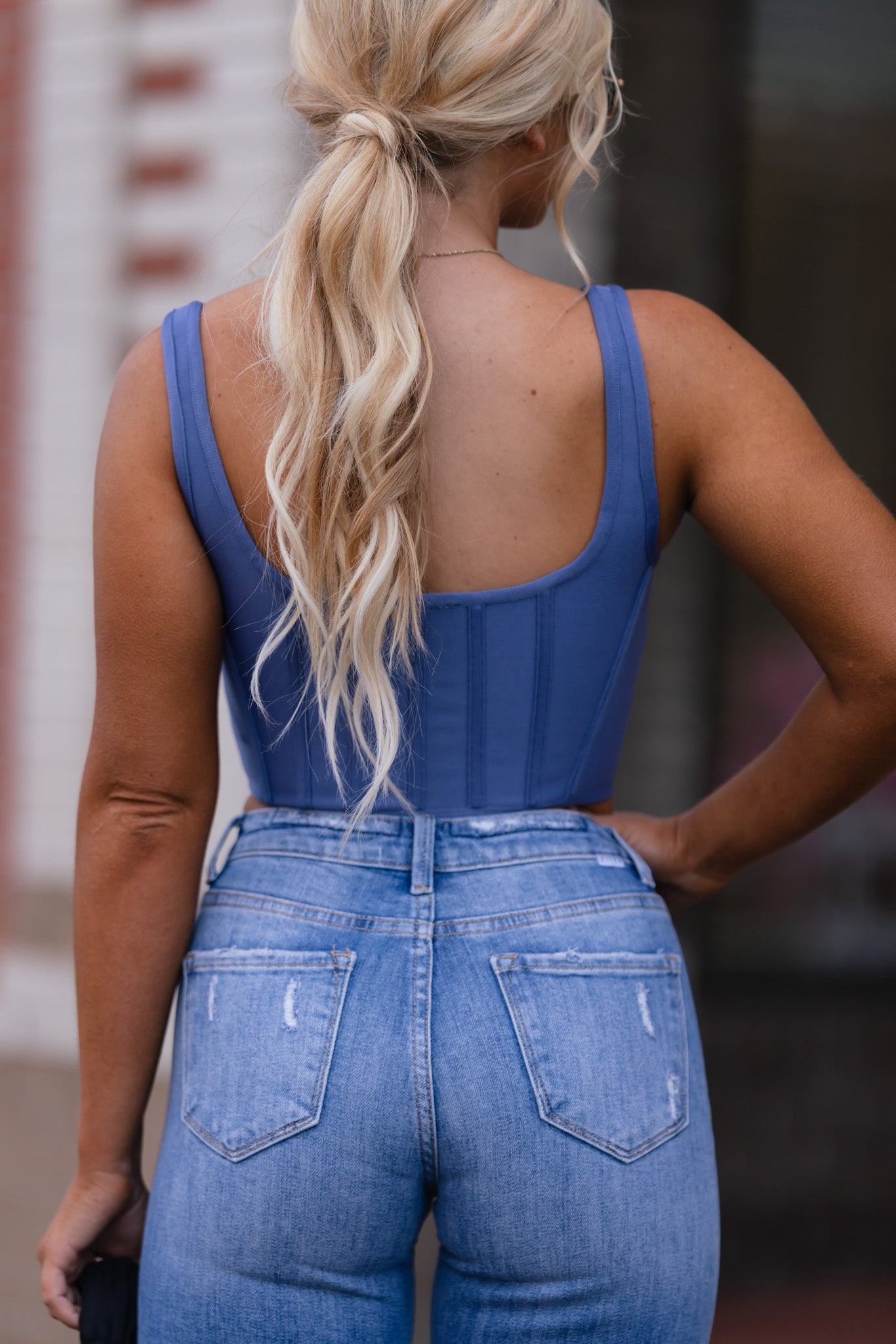 Couture Lace Up Corset Top (Jewel Blue)