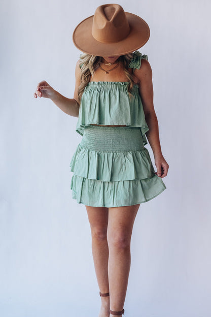 Soak Up The Sun Ruffle Skirt Set (Sage) FINAL SALE