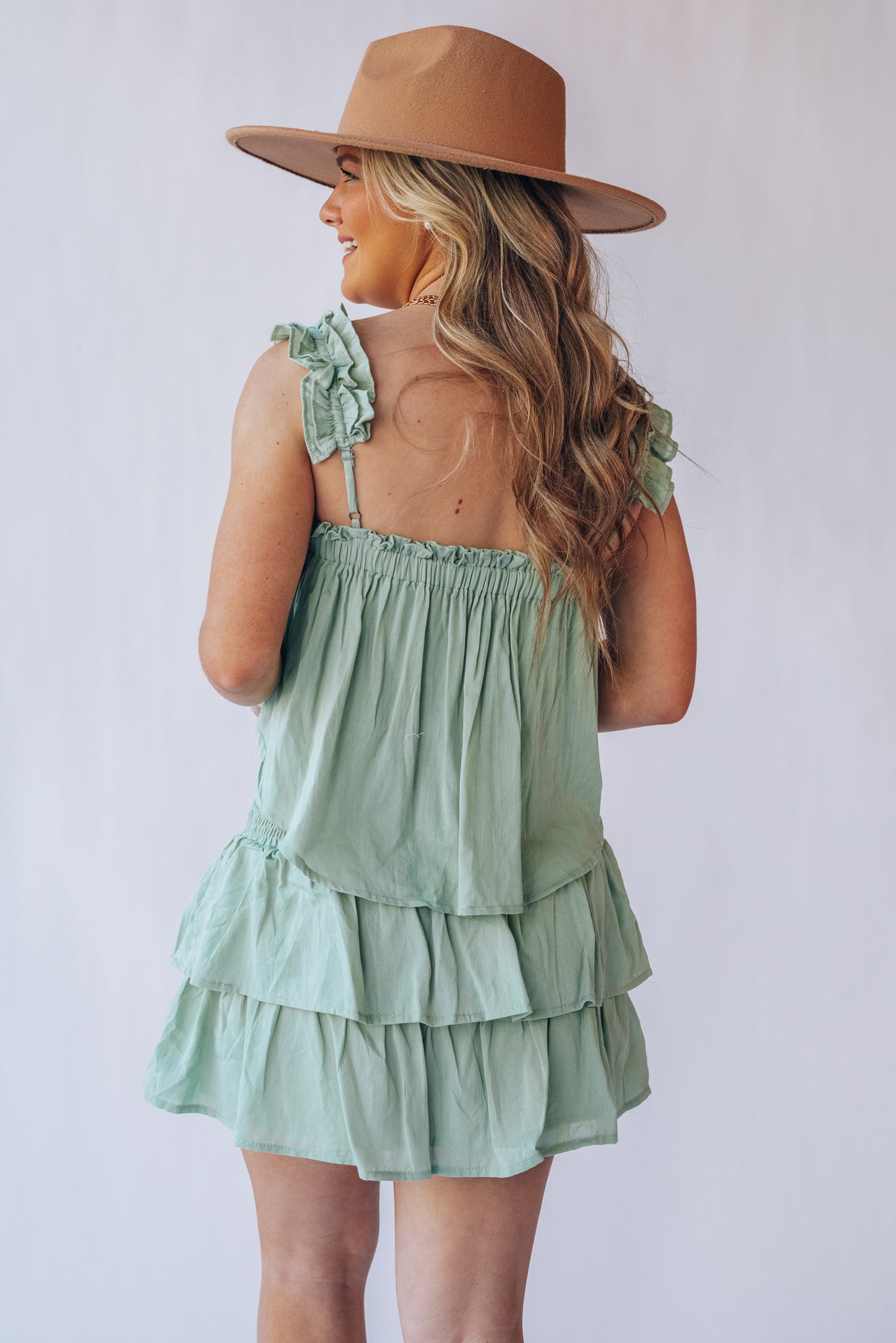 Soak Up The Sun Ruffle Skirt Set (Sage) FINAL SALE