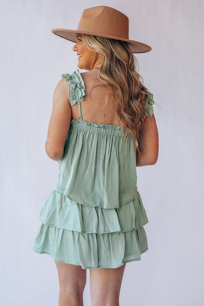 Soak Up The Sun Ruffle Skirt Set (Sage) FINAL SALE
