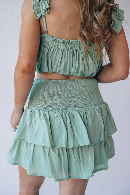 Soak Up The Sun Ruffle Skirt Set (Sage) FINAL SALE