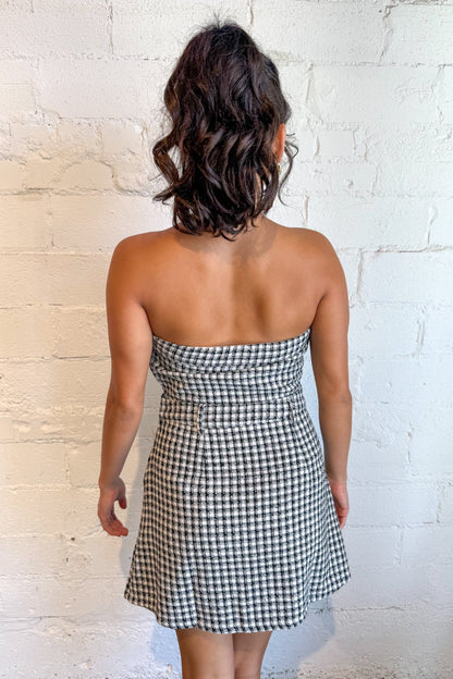 Honey Checkered Mini Romper Dress