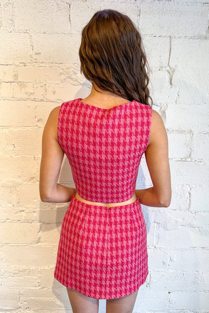Houndstooth Tweed Wavy Top