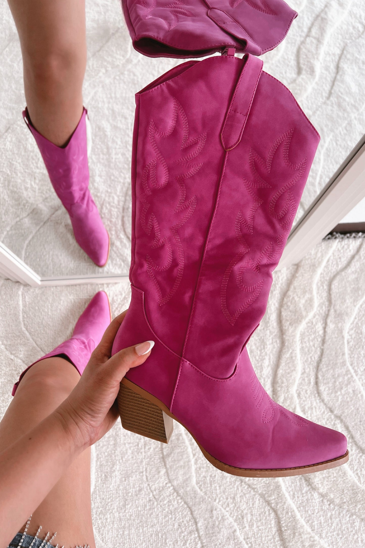 Dreamer Cowboy Boots (Fuchsia)