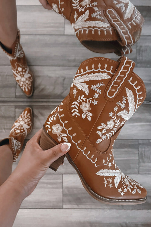 Corral Embroidered Cowboy Booties (Camel) FINAL SALE
