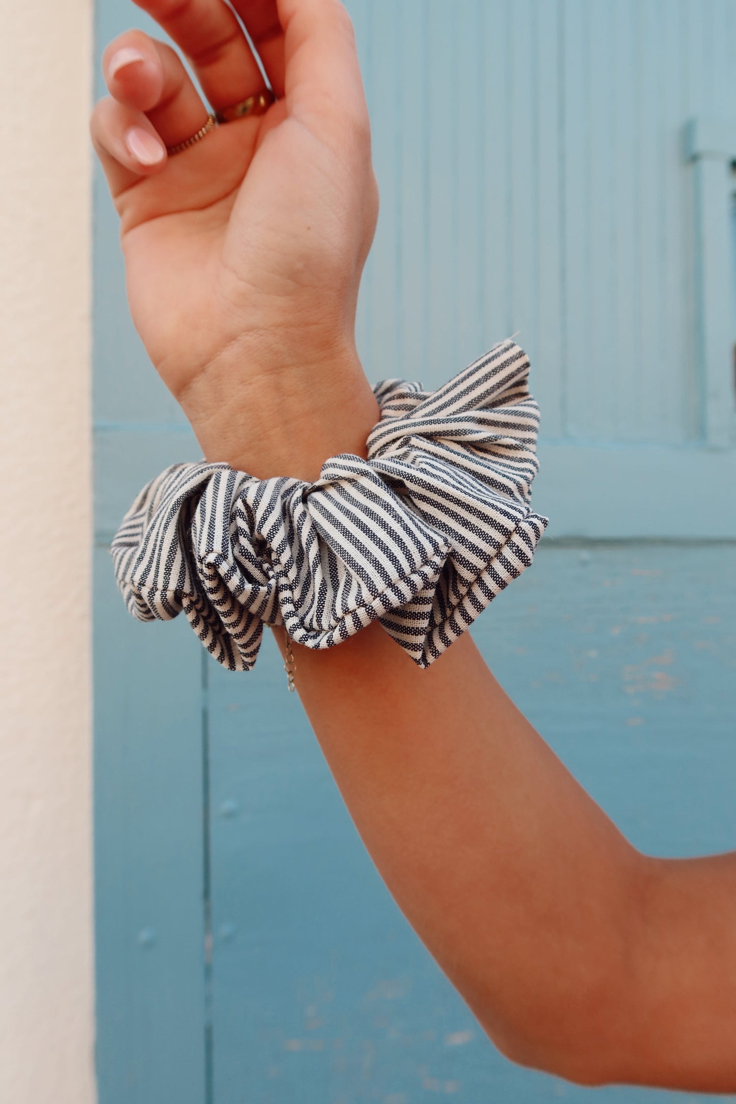 FINAL SALE - Stripe Scrunchie in Black