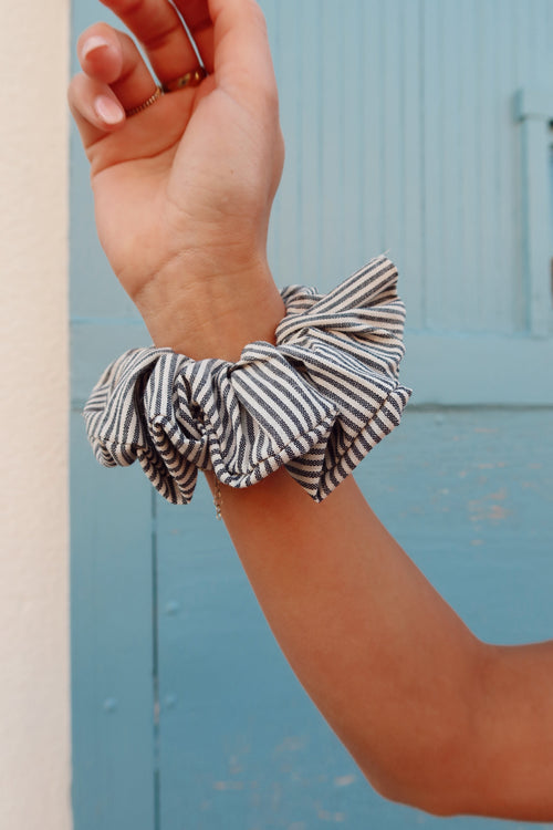 FINAL SALE - Stripe Scrunchie in Black