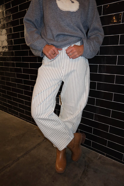 Wren Pinstripe Barrel Jeans