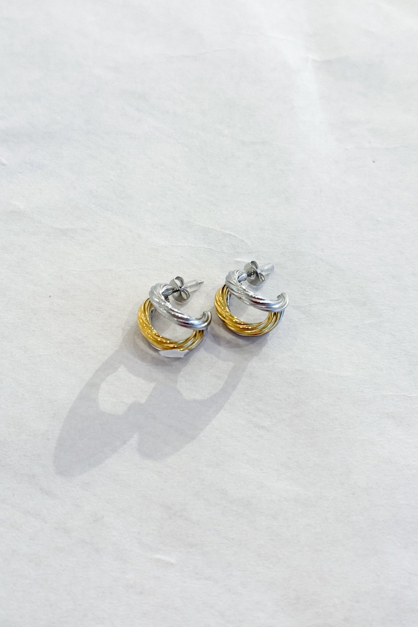 Gold and Silver Twisty Hoops