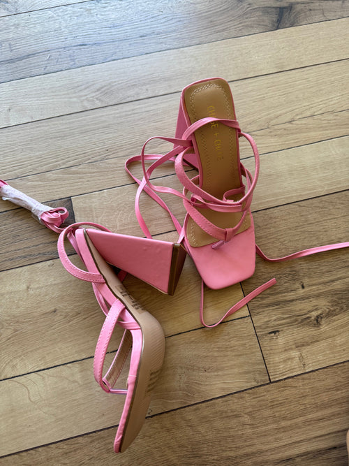 Pink Dream Lace Up Heels FINAL SALE