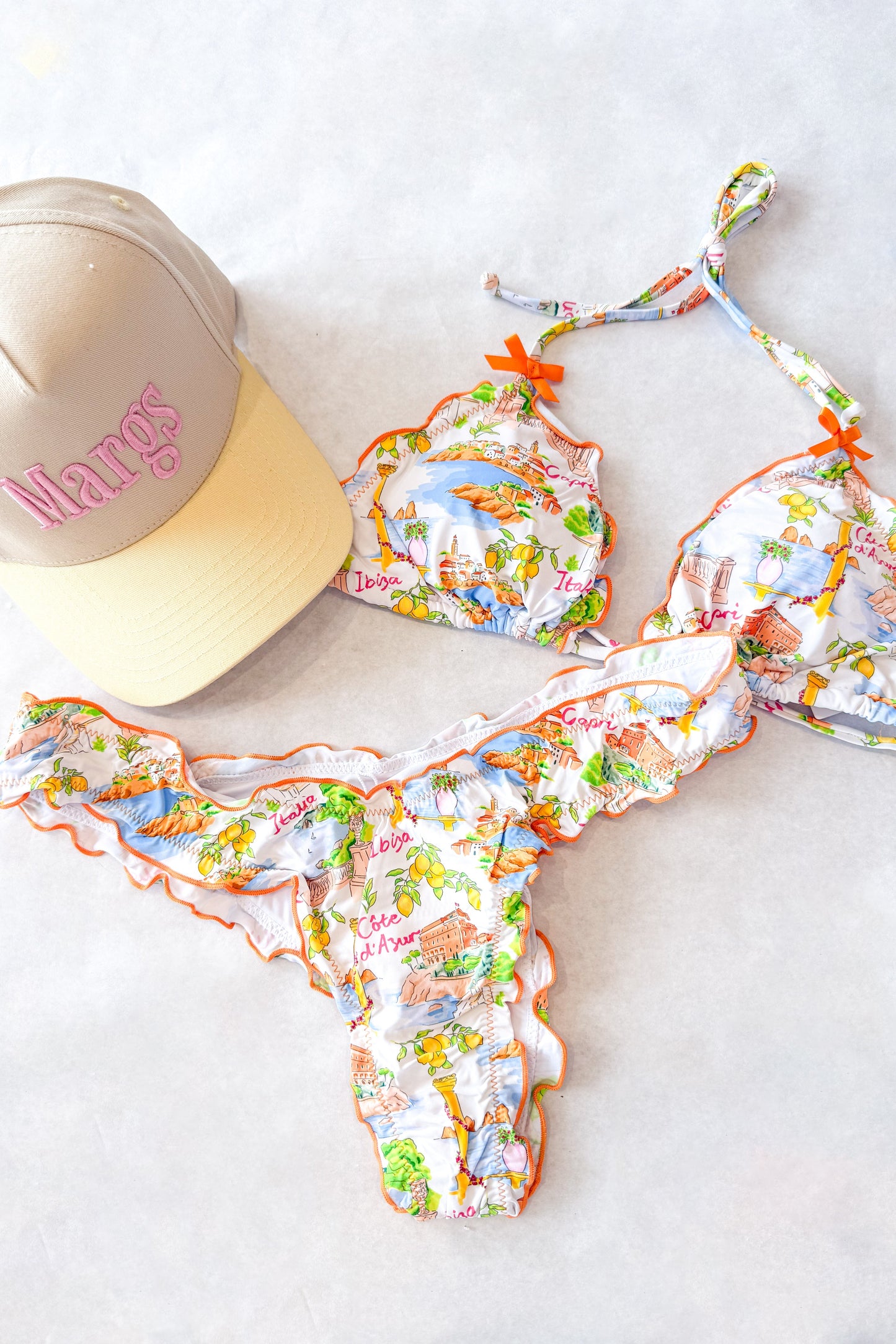 Italy Pattern Swimsuit Top