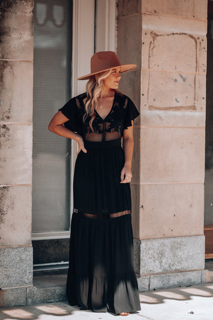 Skylar Embroidered Maxi Dress (Black) FINAL SALE