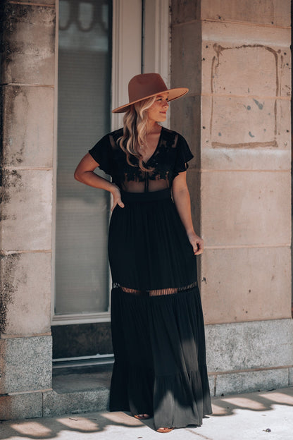 Skylar Embroidered Maxi Dress (Black) FINAL SALE