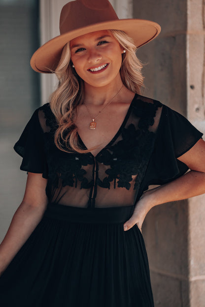 Skylar Embroidered Maxi Dress (Black) FINAL SALE