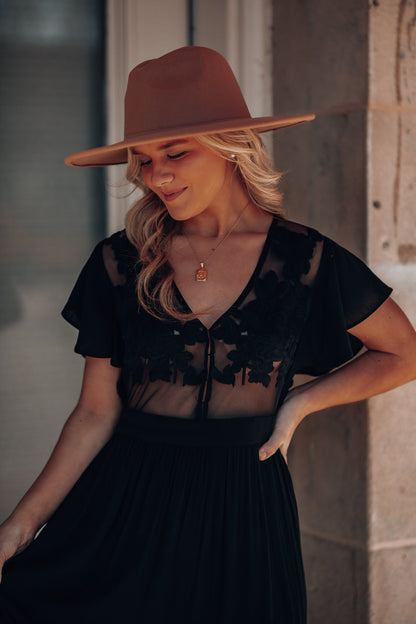 Skylar Embroidered Maxi Dress (Black) FINAL SALE