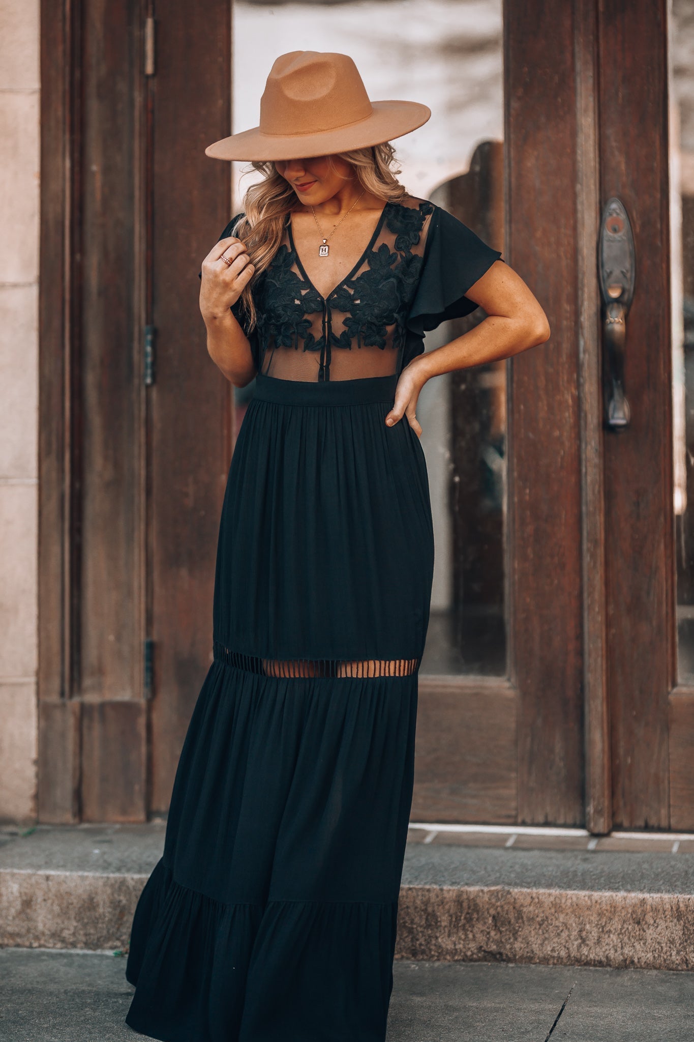 Skylar Embroidered Maxi Dress (Black) FINAL SALE
