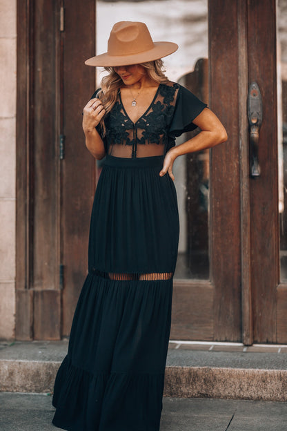 Skylar Embroidered Maxi Dress (Black) FINAL SALE