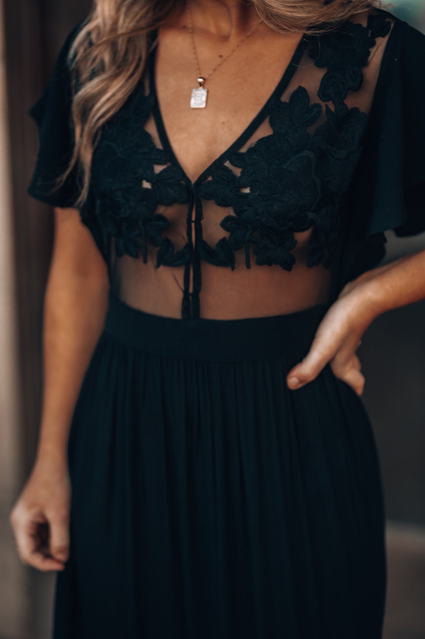 Skylar Embroidered Maxi Dress (Black) FINAL SALE