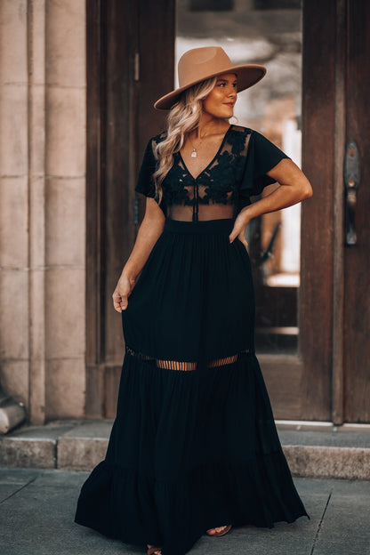 Skylar Embroidered Maxi Dress (Black) FINAL SALE