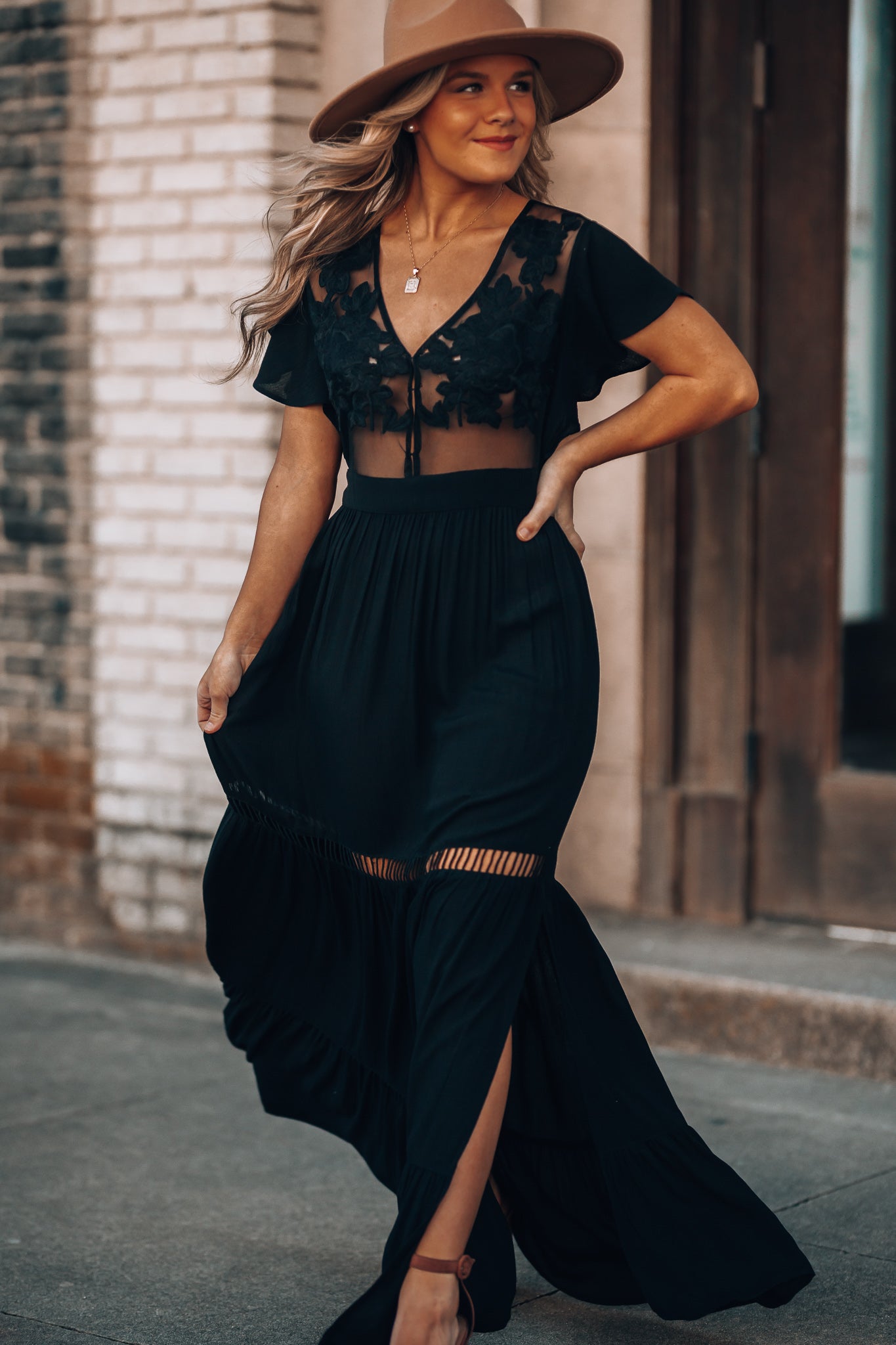 Skylar Embroidered Maxi Dress (Black) FINAL SALE