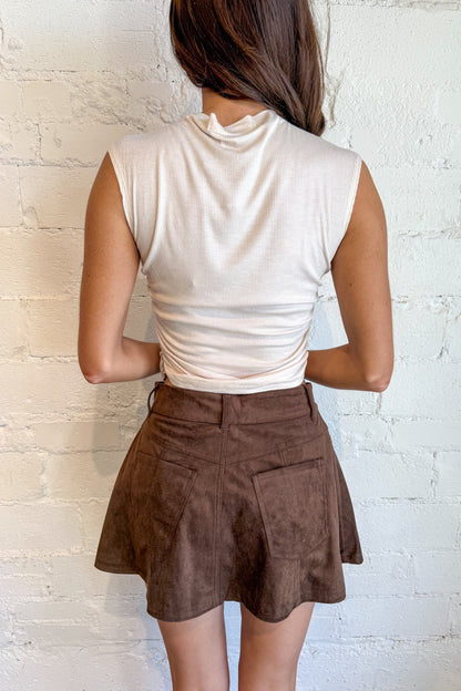 Lasso Twirl Suede Skirt