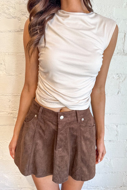 Lasso Twirl Suede Skirt