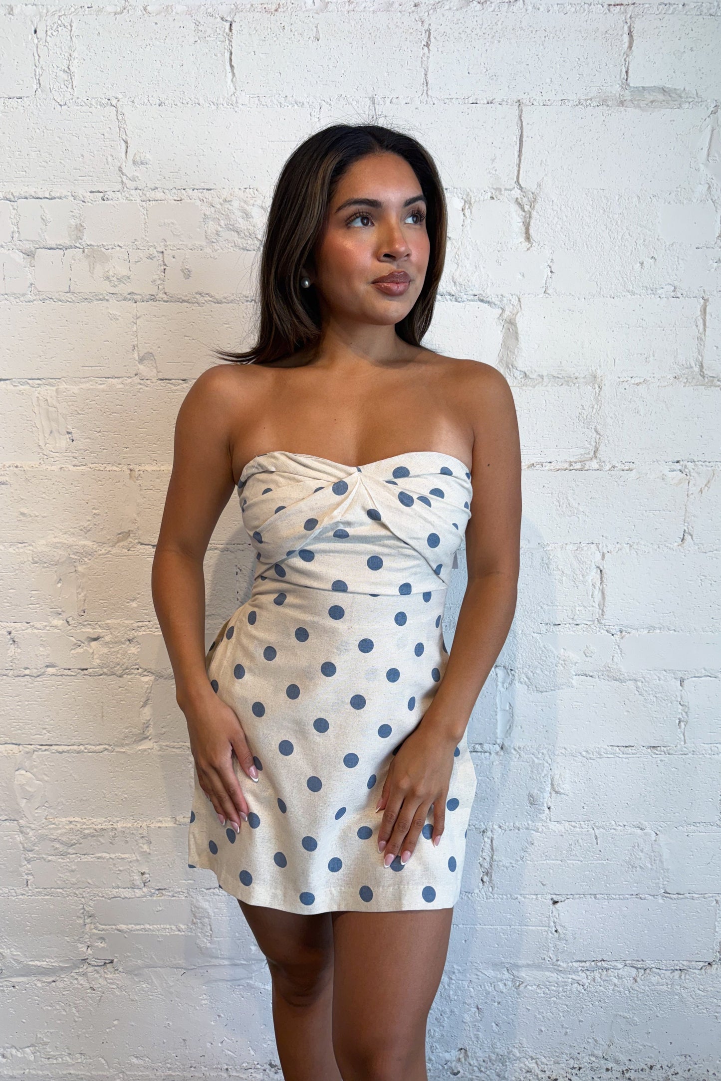 Lila Polka Dot Strapless Romper