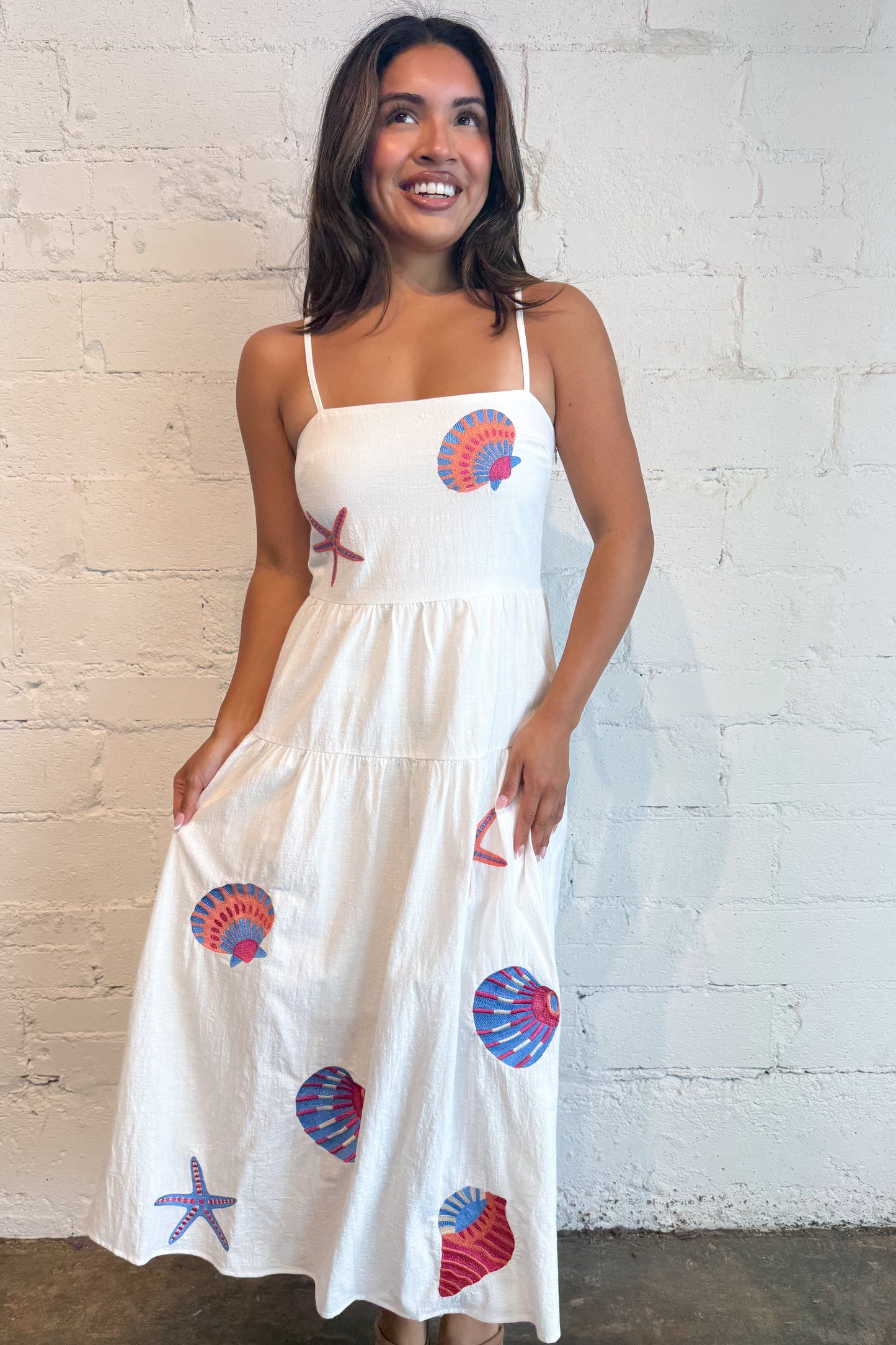 Marine Shell Midi Dress