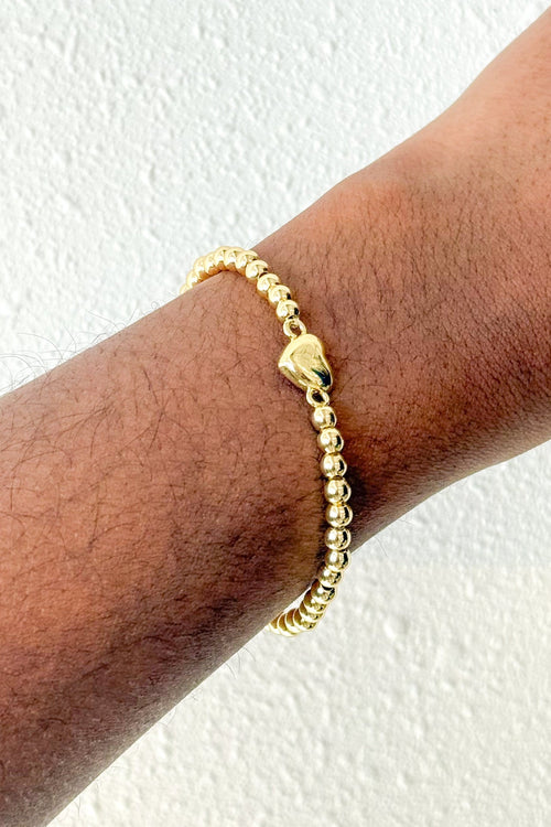 Mini Gold Heart Beaded Bracelet