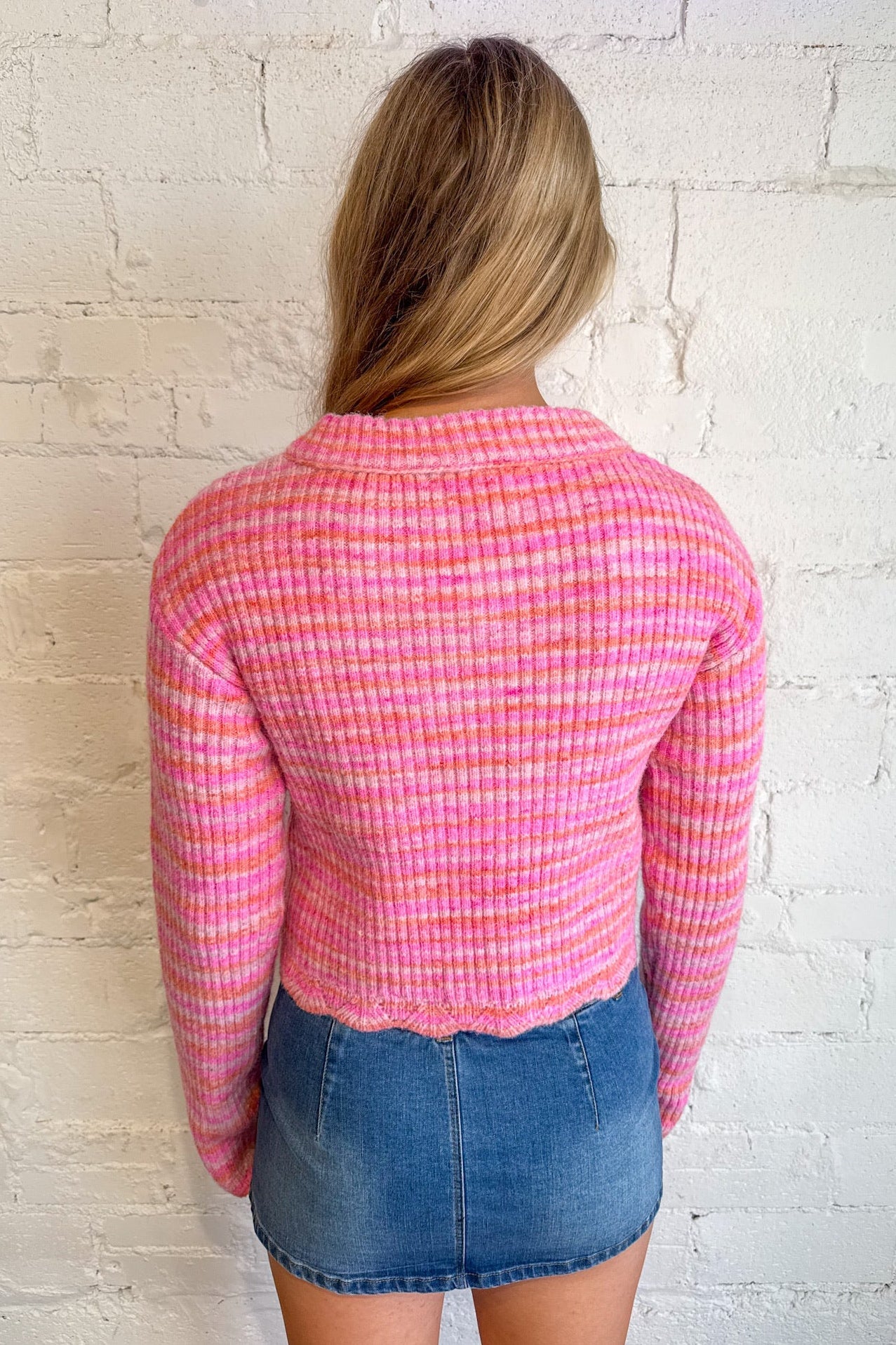 Multi Color Ribbed Cardigan