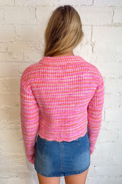 Multi Color Ribbed Cardigan