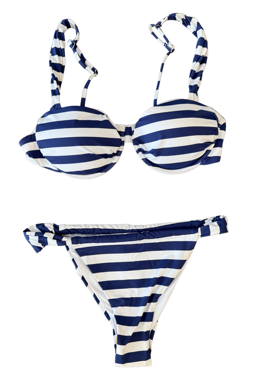 Navy Stripe Bikini Top