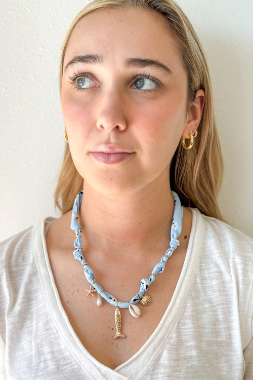 Ocean Blue Scarf Necklace