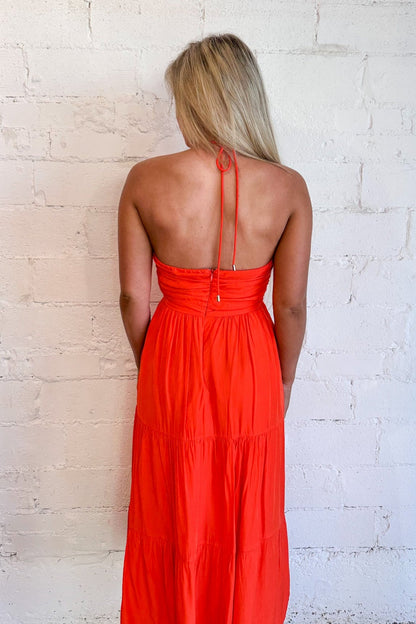 Haltered Ruched Midi Dress
