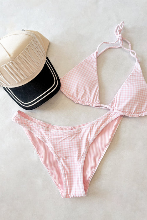 Pink Gingham Reversible Swimsuit Bottoms