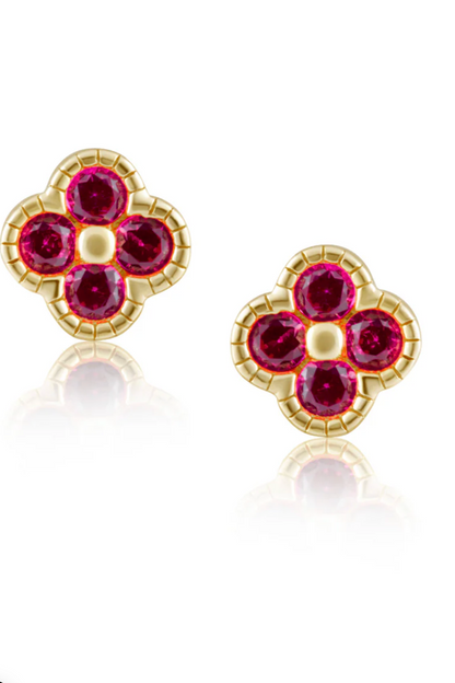 Gracie CZ Clover Studs Turquoise