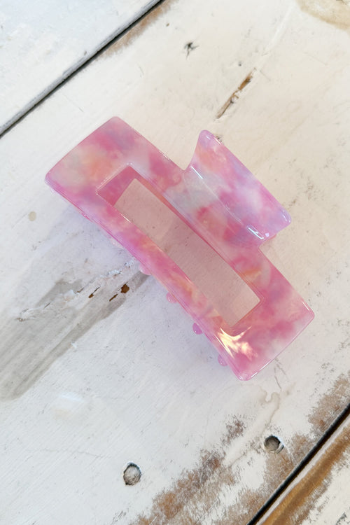 Pink Malibu Rectangle Claw Clip