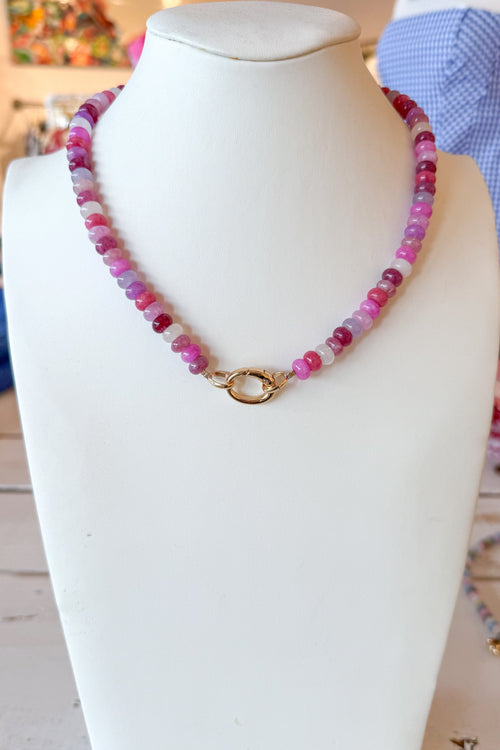 Pink and Purple Stone Necklace