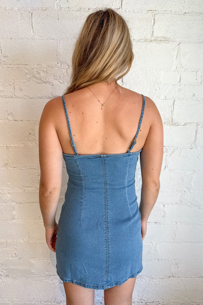 Pippa Keyhole Denim Mini Dress