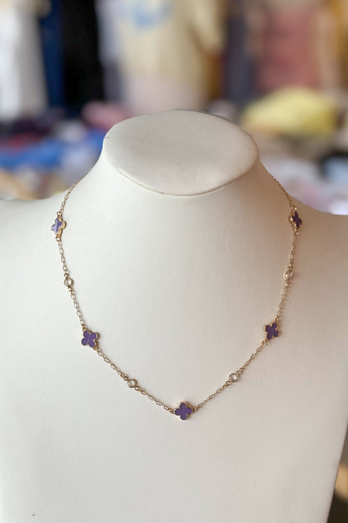 Purple Mini Clover Necklace